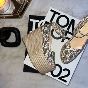 New Christian Louboutin Tropical Jungle Print Platform Espadrille Wedge